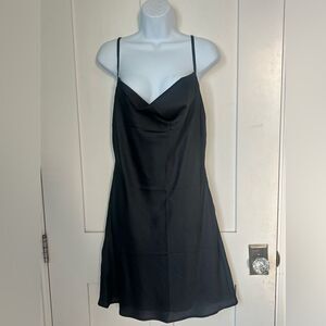 NWT Hollister Women’s Satin Mini Cowl Neck Cocktail Little Black Dress size L